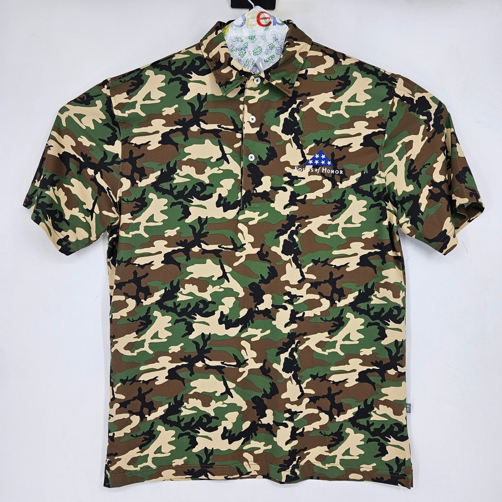 Folds Of Honor Polo Shirt Mens Medium Camouflage Golf‎ Performance Ashworth